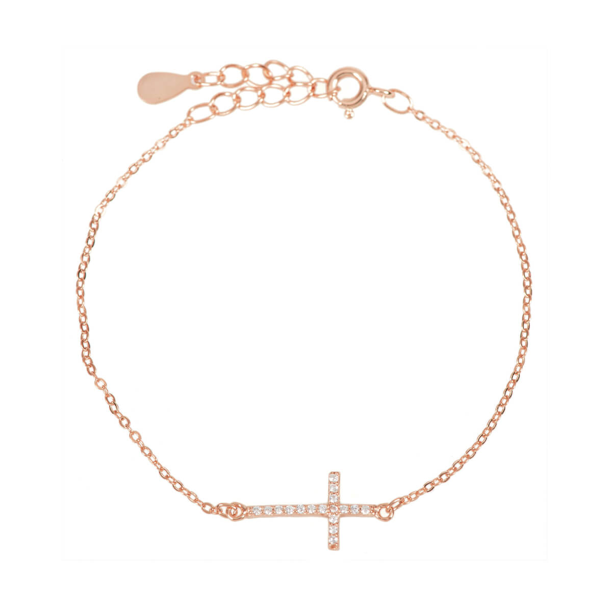 Armband - Armband Kreuz rose vergoldet - Kreuz