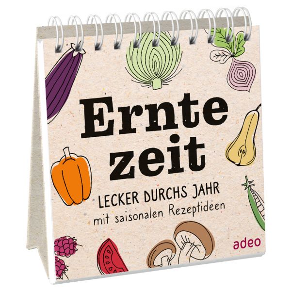 Aufstellbuch - Erntezeit - Aufstellbuch - Aufstellbuch Spirale Pilz Paprika Bohnen Himbeeren Zwiebel