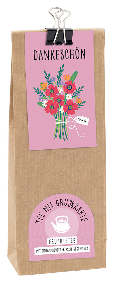 Tee - Tee 'Dankeschön' 75 g - Klammer Blumenstrauß Teekanne