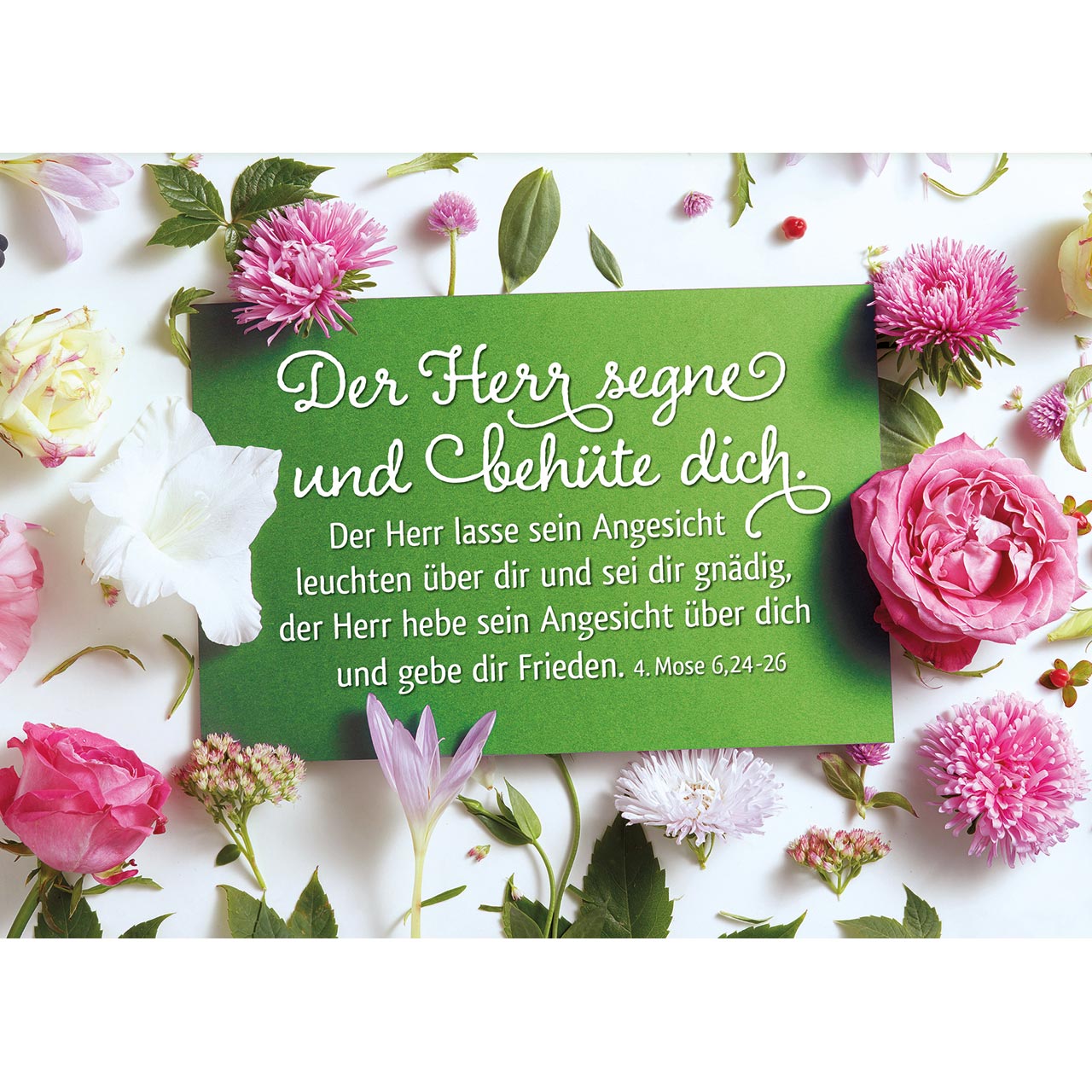 Aufstellbuch - Der Herr segne und behüte dich! - Blumen rosa weiß