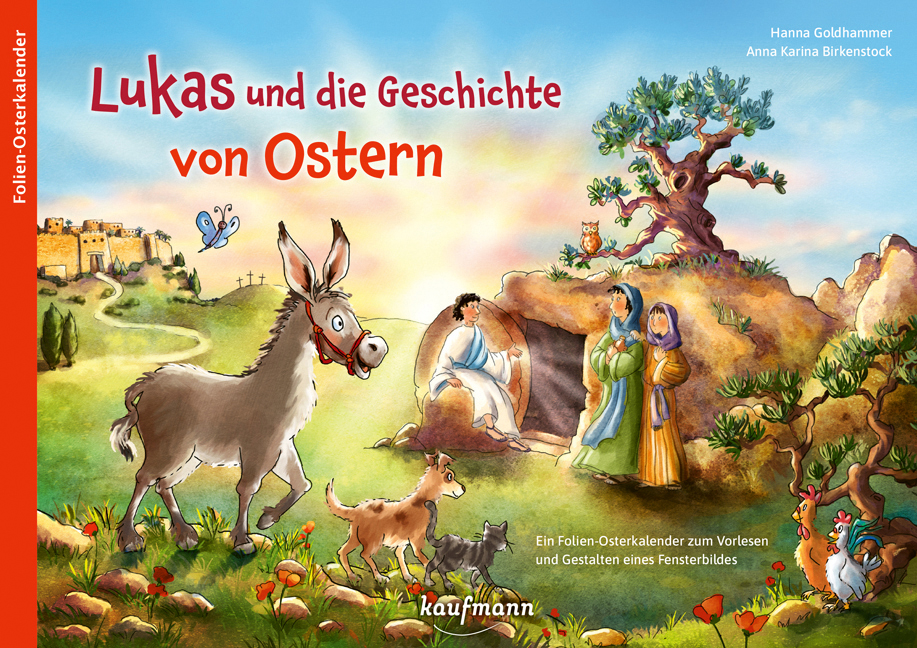 Buch - Lukas und die Geschichte von Ostern - Kinderbuch Esel Hund Katze Grab Engel Stadtmauer Eule Hühner