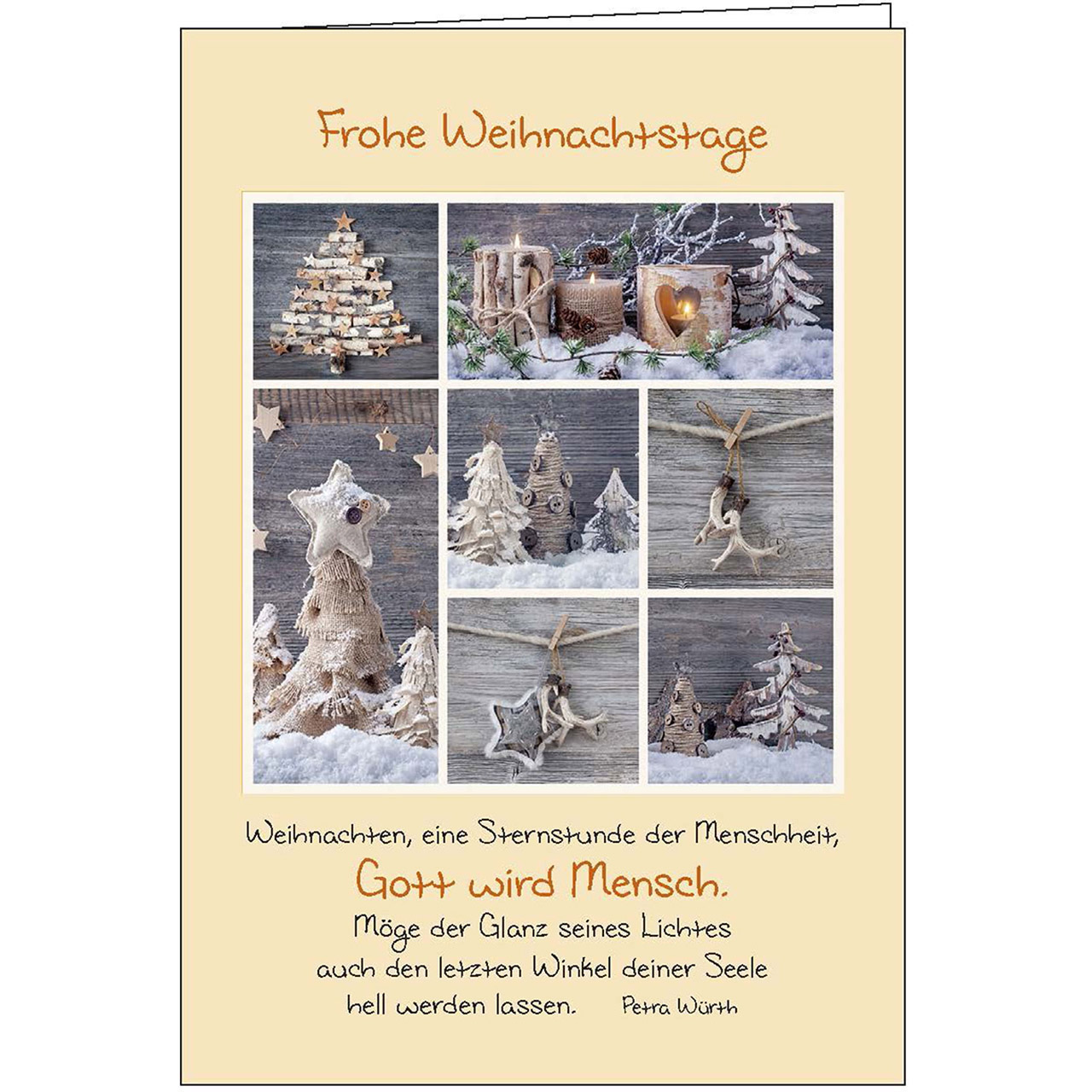 Faltkarte - Weihnachten, eine Sternstunde - Collage Tanne Kerzen Stern