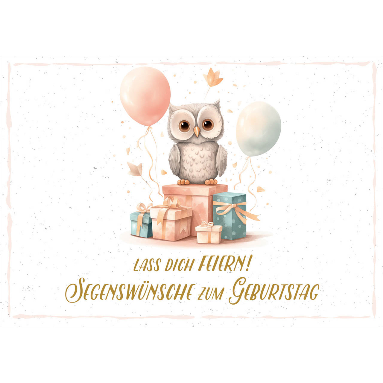 Postkarten - Postkarte 'Lass dich Feiern! Segenswünsche zum Geburtstag'  12 x      Motiv: Eul - Eule Geschenke Blätter Luftballon