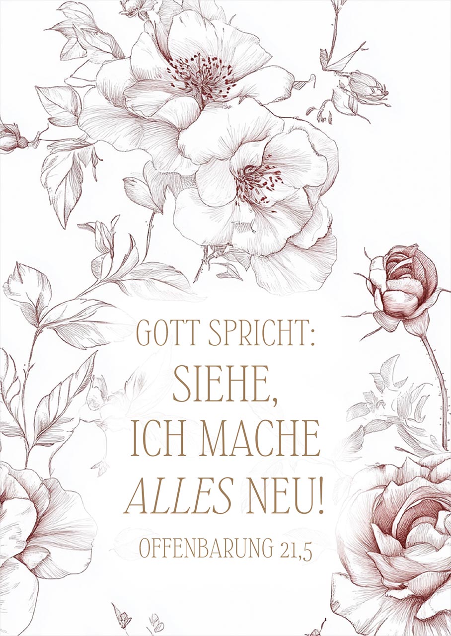 Postkarte 'Siehe, ich mache alles neu' - Rosen (12 Ex.)