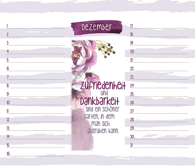 Immerwährender Kalender - Ich vergess dich nicht - Streifen Blumen