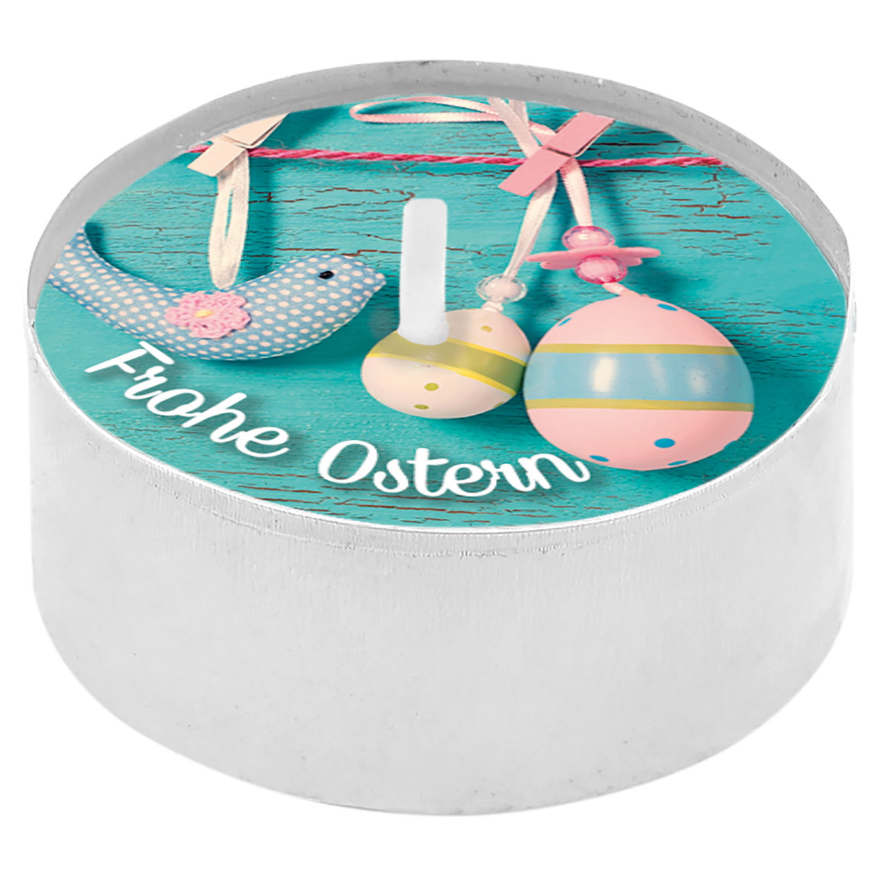 Teelicht mit Grußkarte - Frohe Ostern - Collage