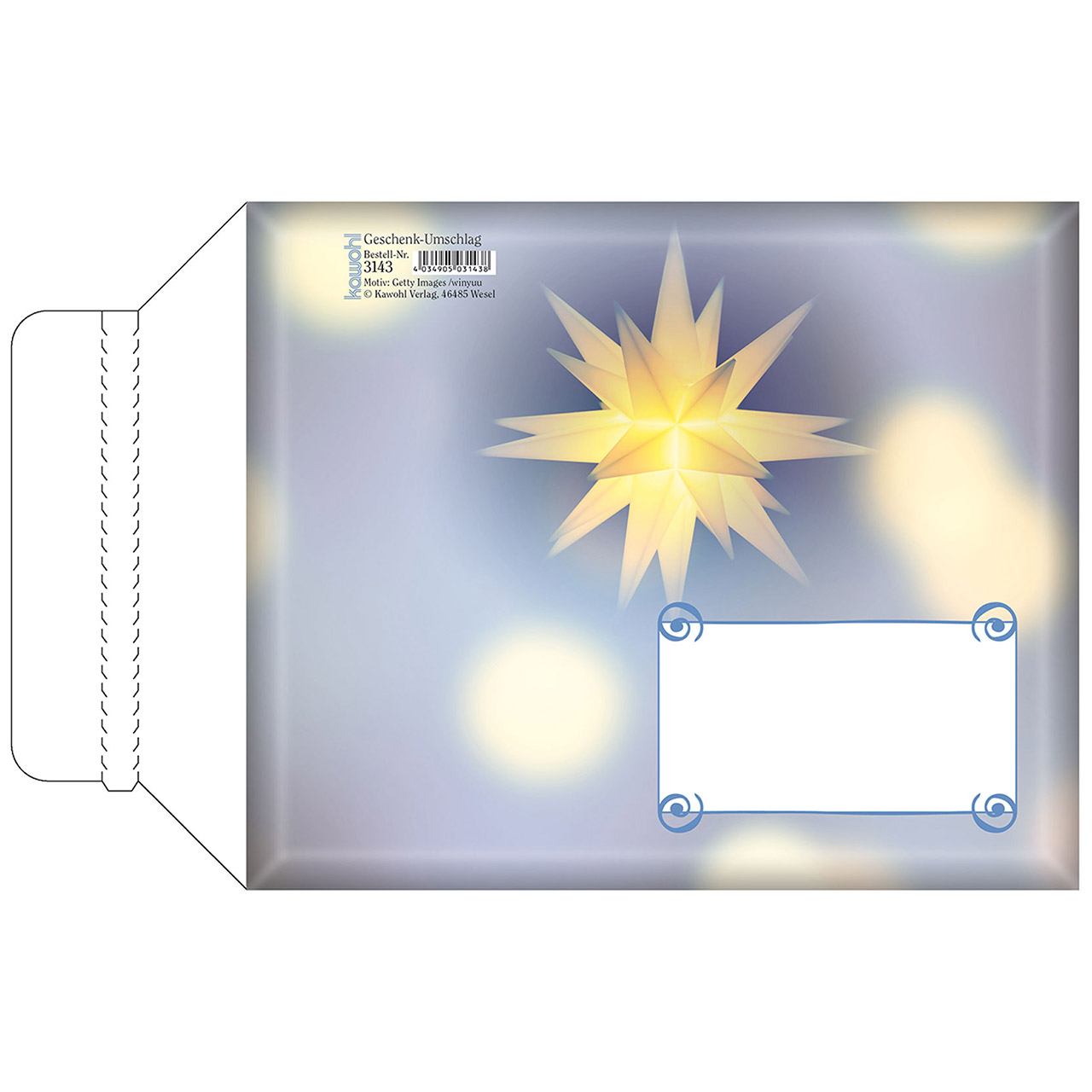 Umschlag - Frohe und gesegnete Advents- und Weihnachtszeit - gelber Stern Herrenhut