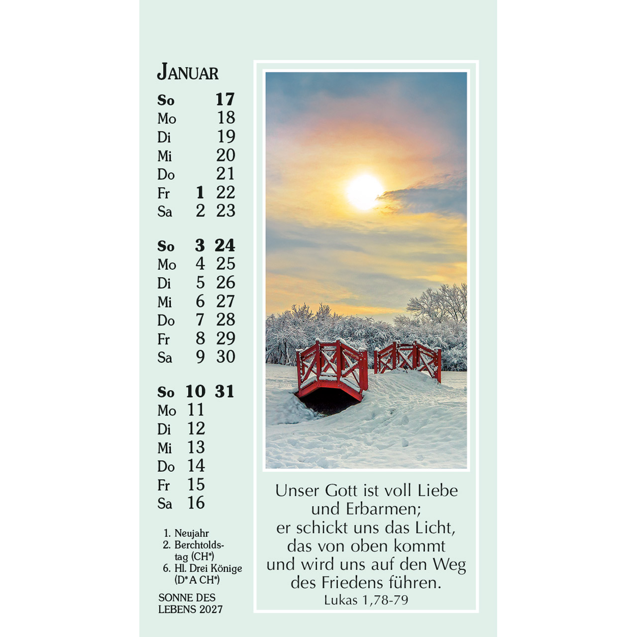 Aufstellkalender - Sonne des Lebens 2027