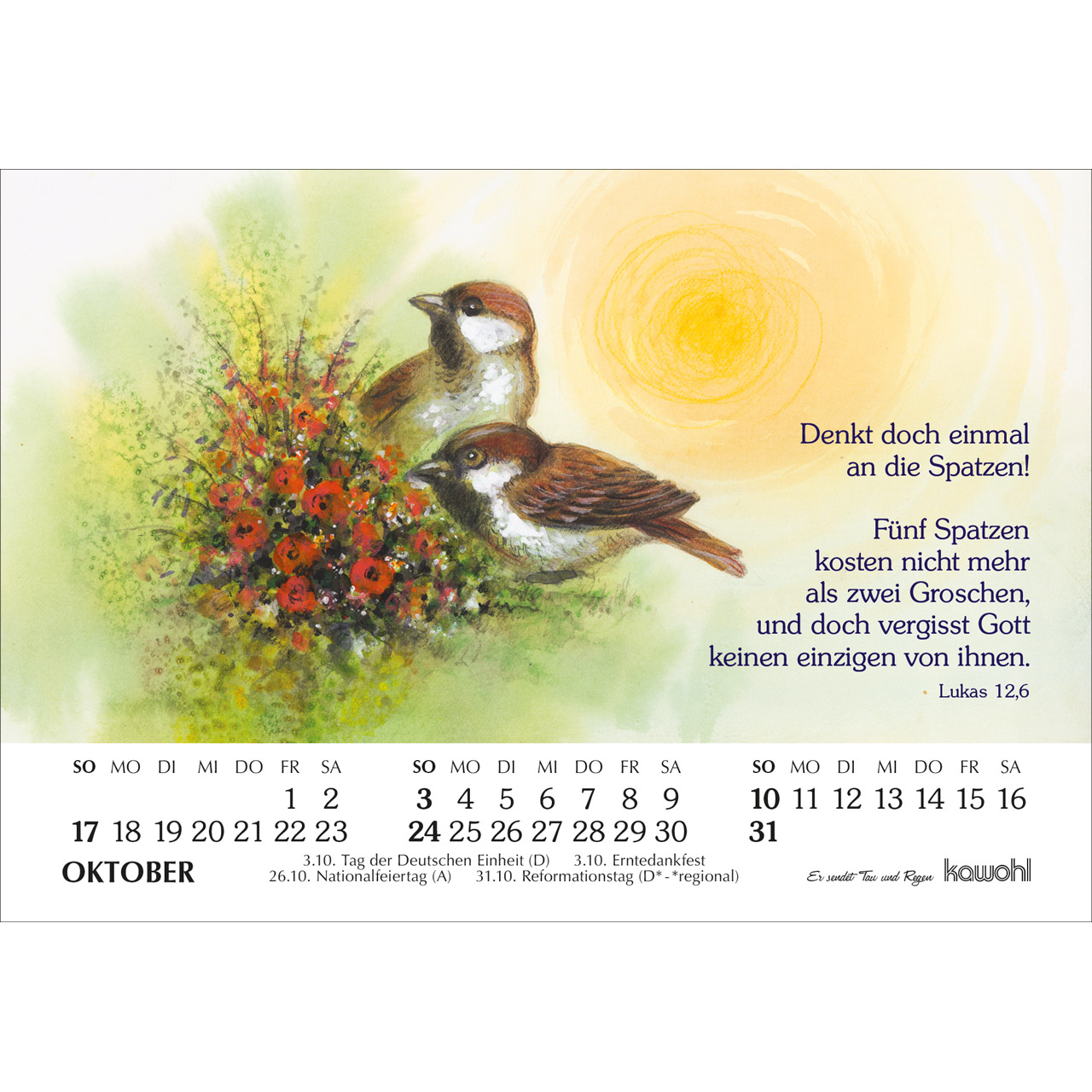 Aufstellkalender - Er sendet Tau und Regen 2027