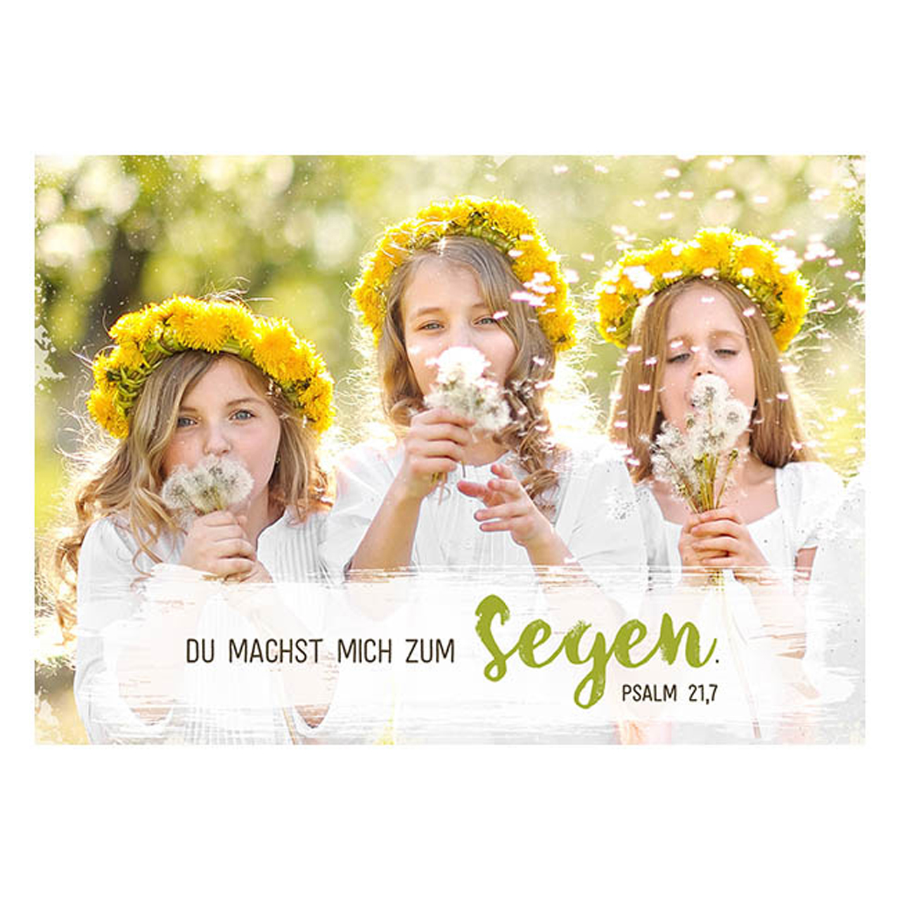 Postkarte - Postkarte 'Du machst mich zum Segen' 1Ex - Pusteblumen Mädchen Löwenzahn