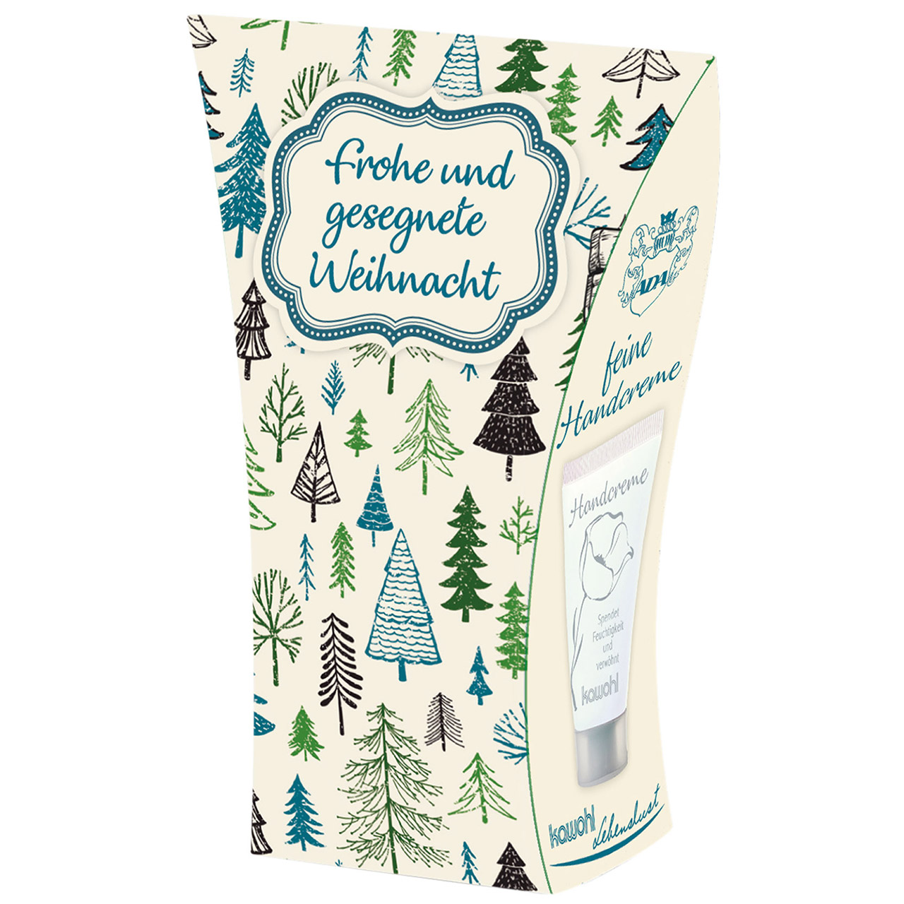 Handcreme - Frohe und gesegnete Weihnacht - Tannenbäume / Grafik