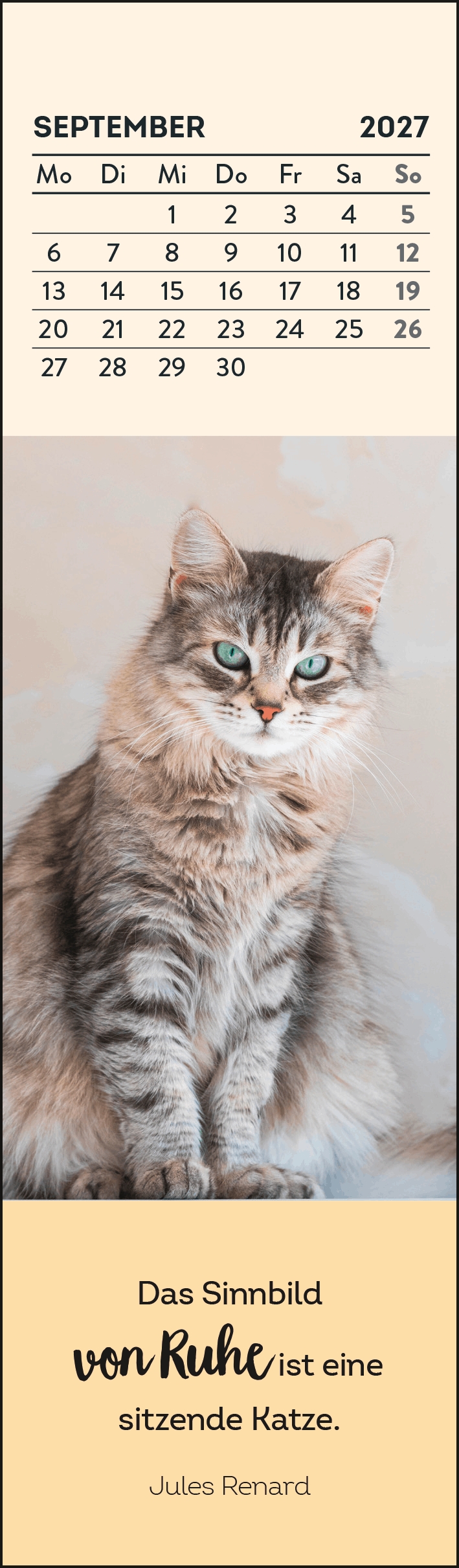 Lesezeichenkalender - Katzenfreunde 2027