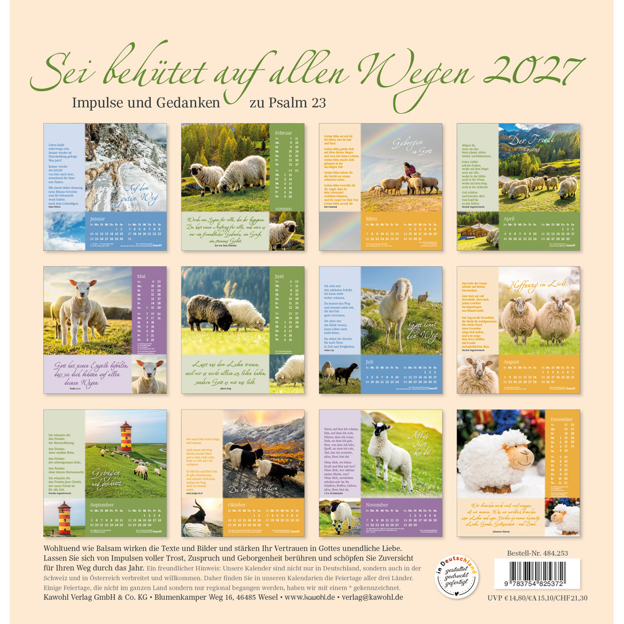 Wandkalender - Sei behütet auf allen Wegen 2027
