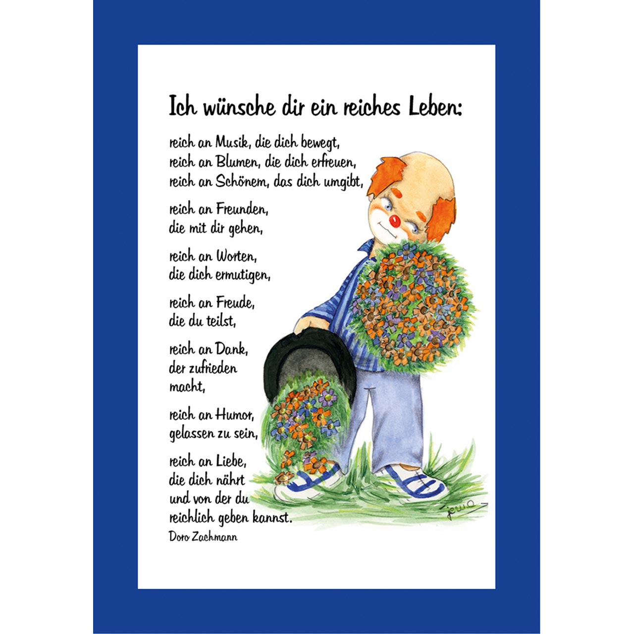 Aufkleberbuch - Zum Geburtstag Glück und Segen - Clown Blumen Korb