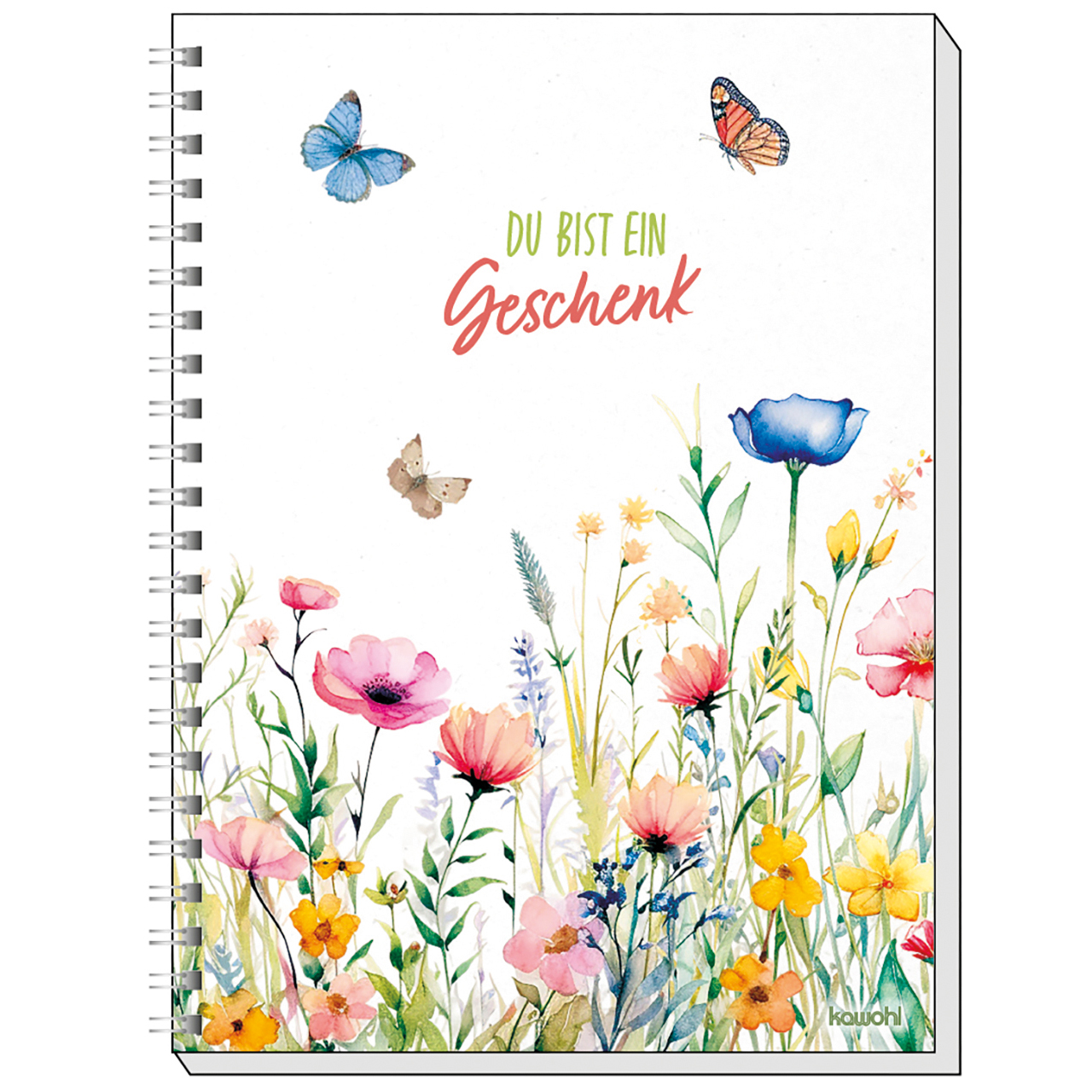 Notizbuch - Du bist ein Geschenk - Aquarell Blumen Schmetterling