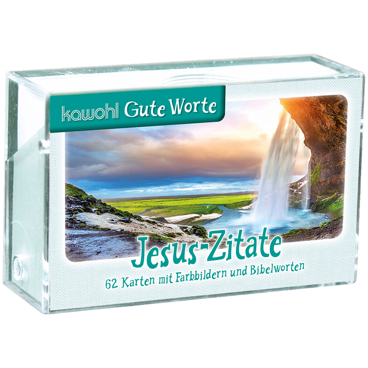 Jesus-Zitate Karten-Box Kunststoff - Jesus-Zitate - Wasserfall Meer Himmel Wolken