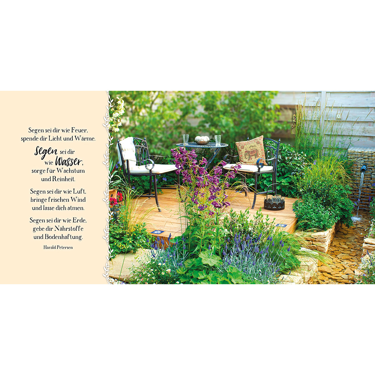 Geschenkbuch - Kleiner Segensgruß aus dem Garten - Garten Stuhl Gießkanne Äpfel