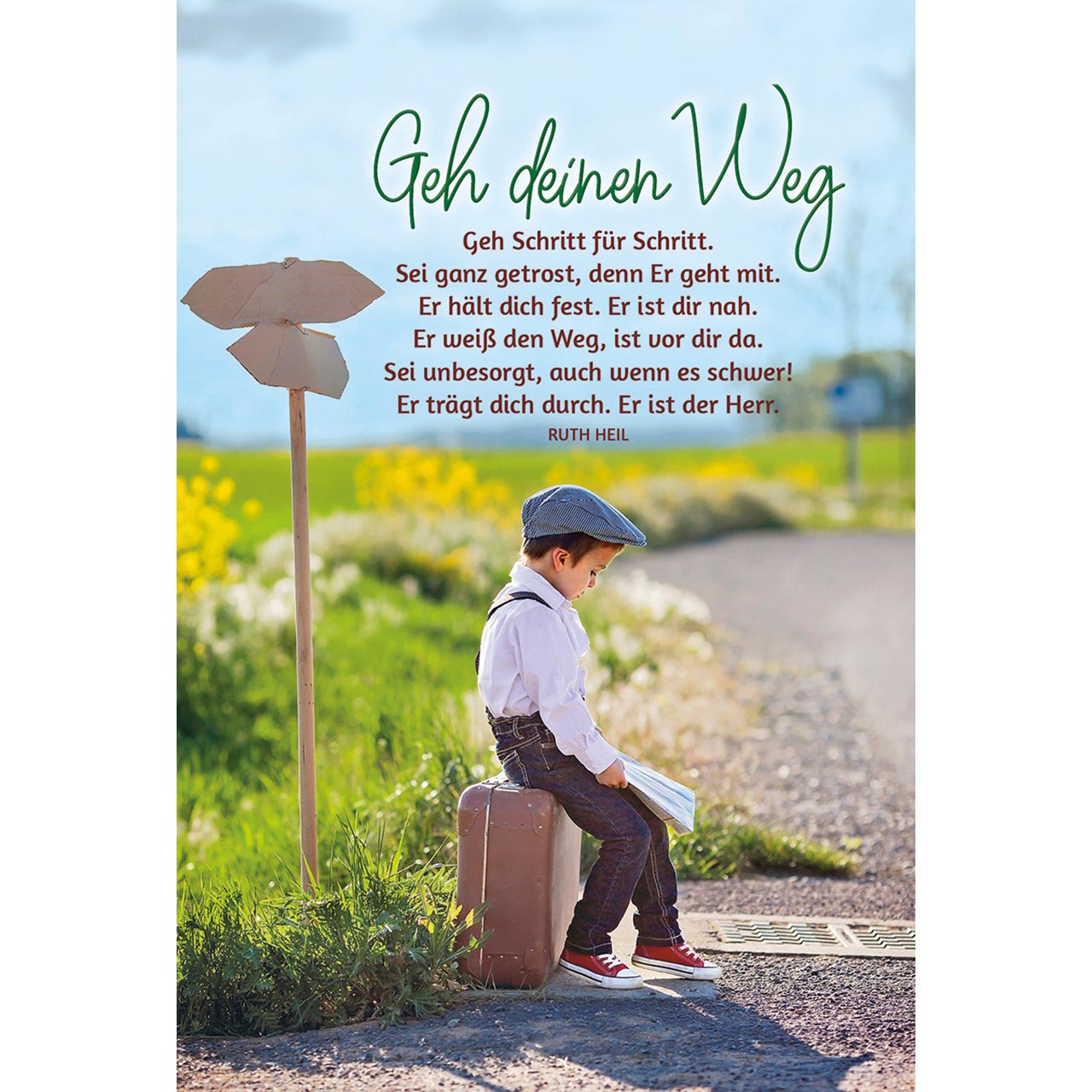 Geh deinen Weg Faltkarte - Geh deinen Weg - Kind Koffer Wegweiser