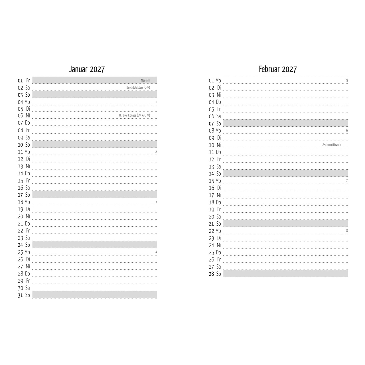 Terminkalender - Tage voller Licht 2027