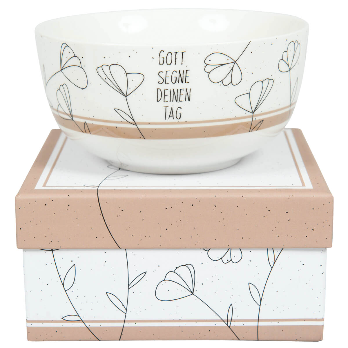 Müslischale - Müslischale 'Gott segne Deinen Tag' - grafische Blumen Punkte