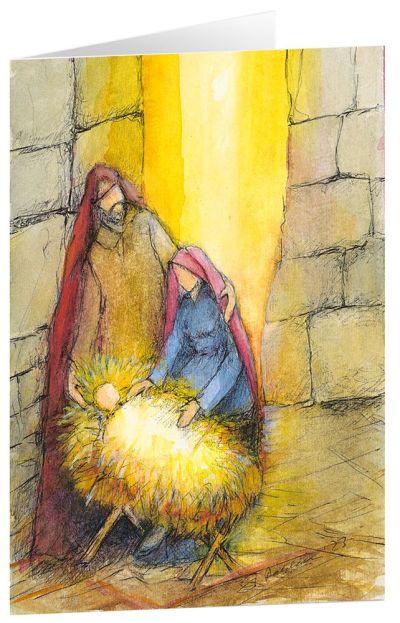 Der Retter ist geboren - Kunst-Faltkarten ohne Text (6 Stück)