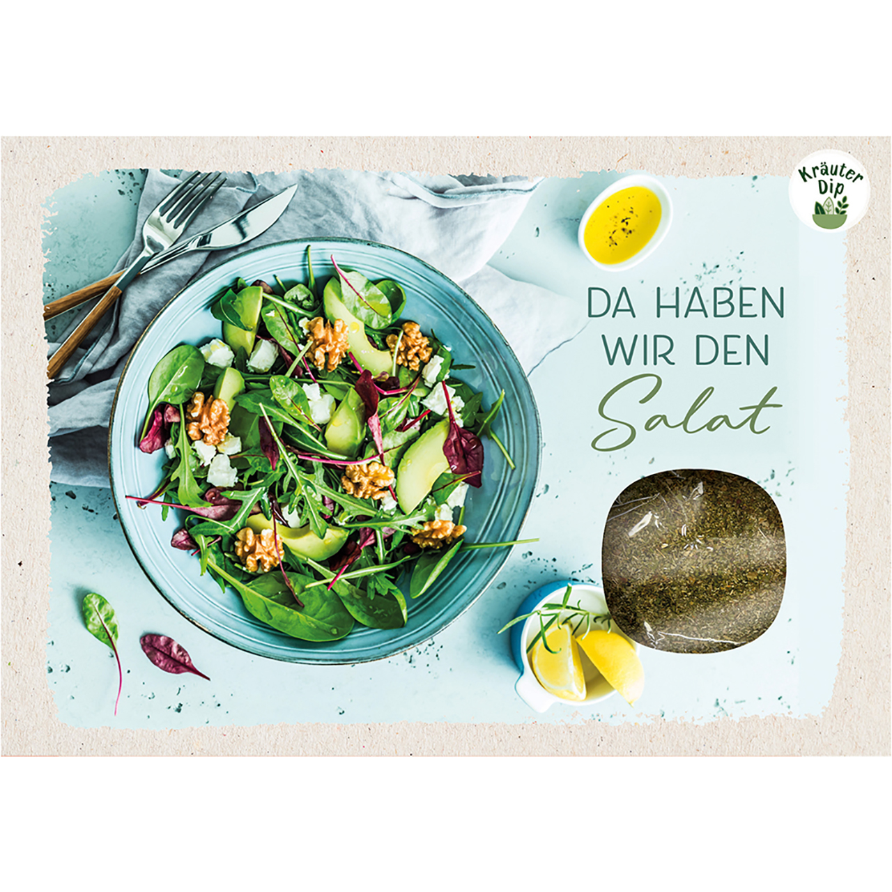 Lebensmittel-Karte - Dip-Karte 'Da haben wir den Salat'