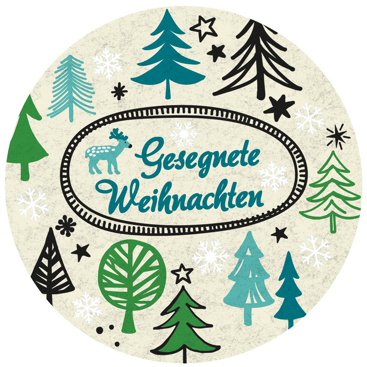 Untersetzer - Gesegnete Weihnachten - <b>Weihnachtsbäume, Elch, Schneeflocken</b>