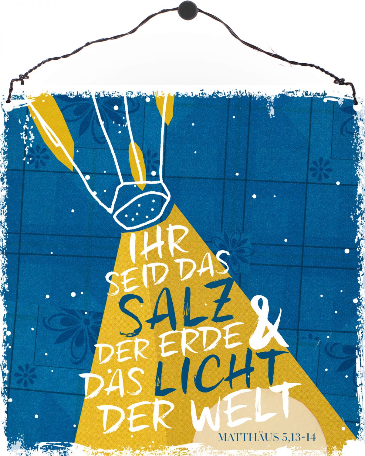 Wanddekoration - Holzschild 'Ihr seid das Salz der Erde & das Licht der Welt.' - Salzstreuer Holzschild Muster