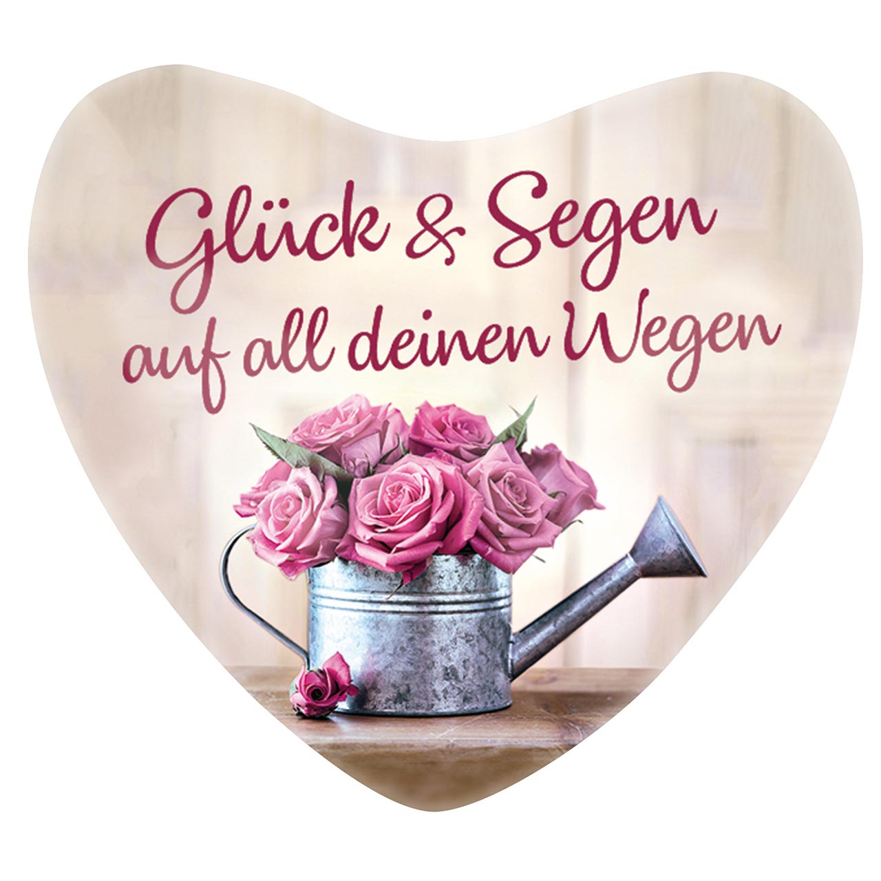 Magnet - Magnet-Set: Glück und Segen (Herz) - Gießkanne mit Rosen