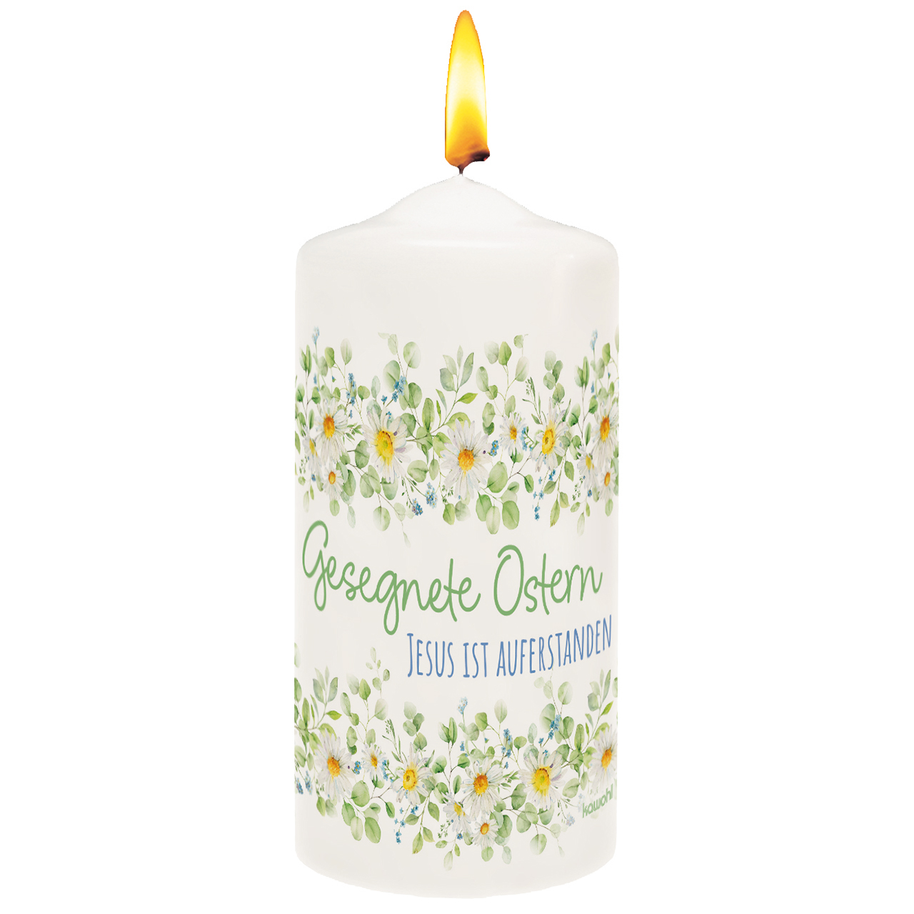 Kerze - Osterkerze - Gesegnete Ostern - Aquarell Gänseblümchen