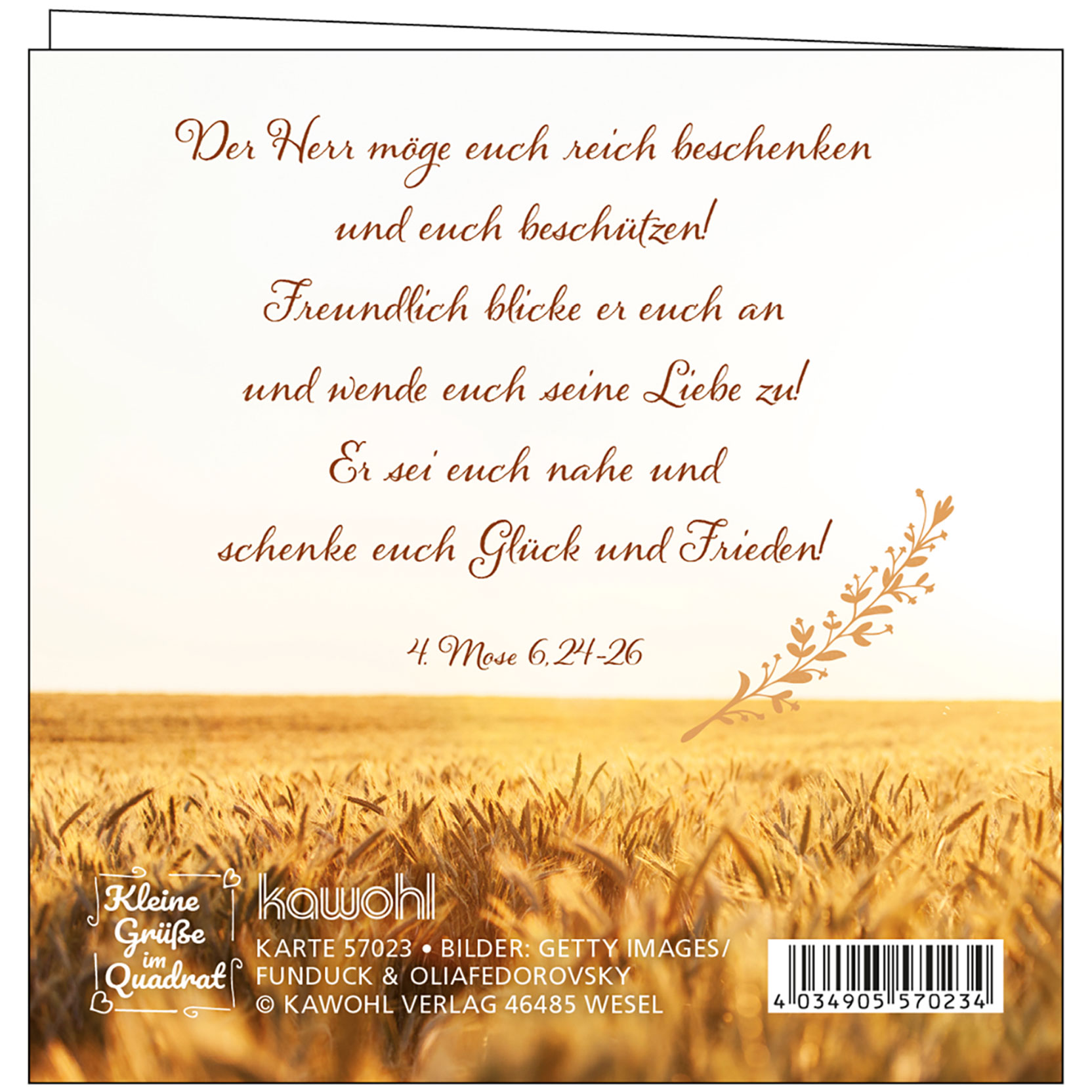 Mini-Faltkarte - Alles Gute zur Hochzeit - Brautpaar im Kornfeld