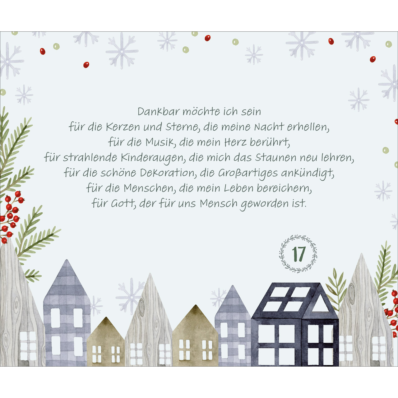Adventskalender - Besinnliche Impulse von Doro Zachmann - Häuserzeite Winder Schnee Tannenbäume Baum