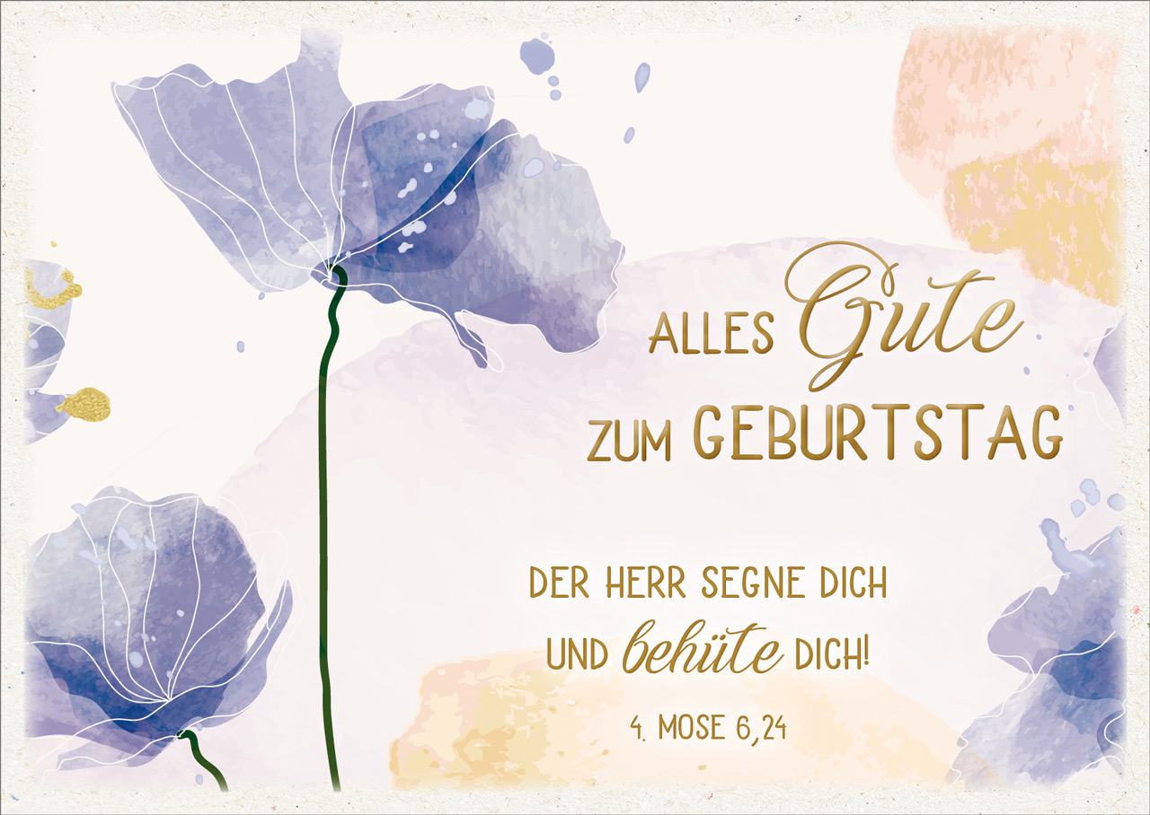 Postkarten - Postkarte Geburstag 10 Ex. - Blüten Stiel Muster