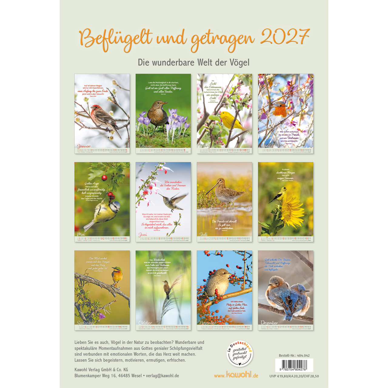 Wandkalender - Beflügelt und getragen 2027