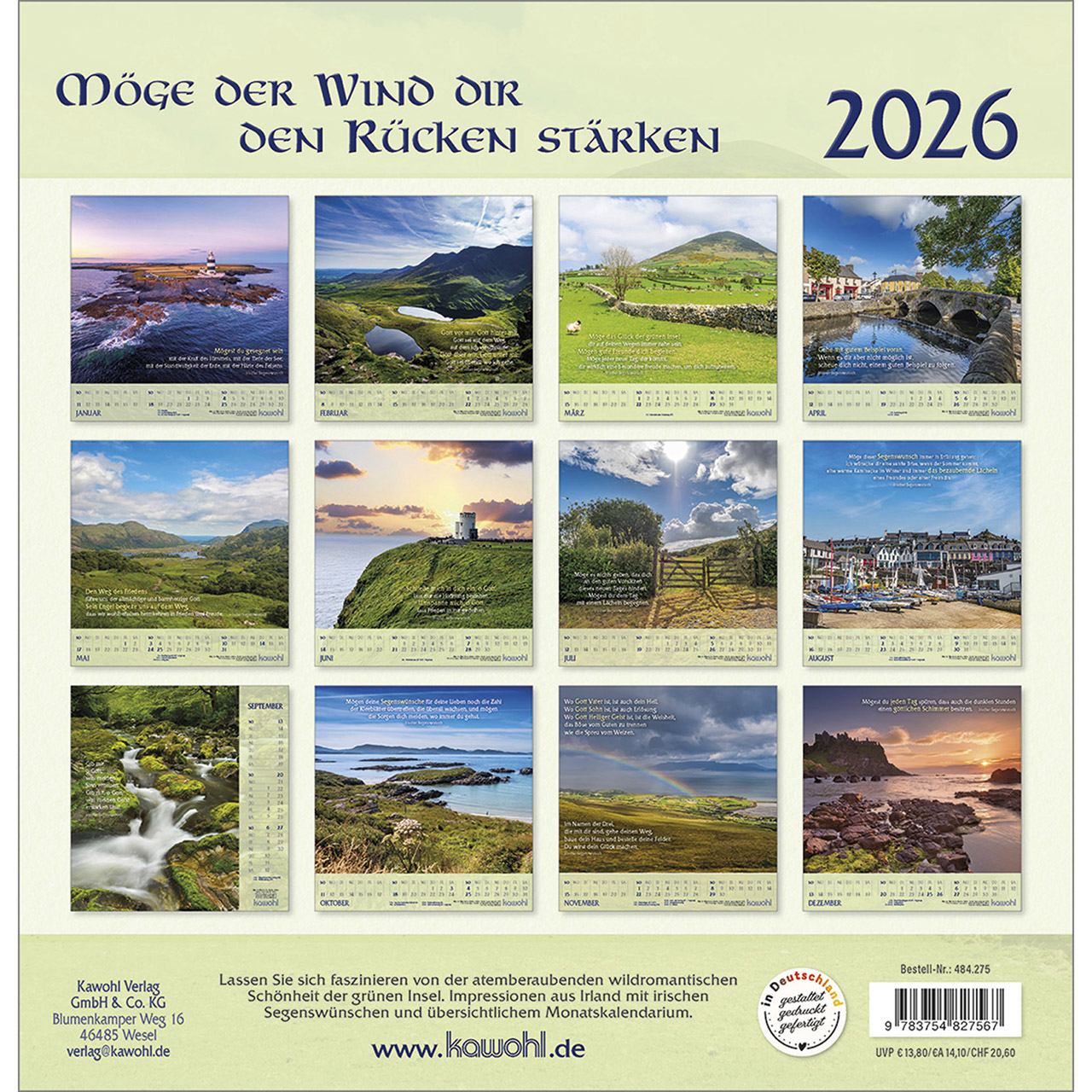 Wandkalender - Möge der Wind dir den Rücken stärken 2026