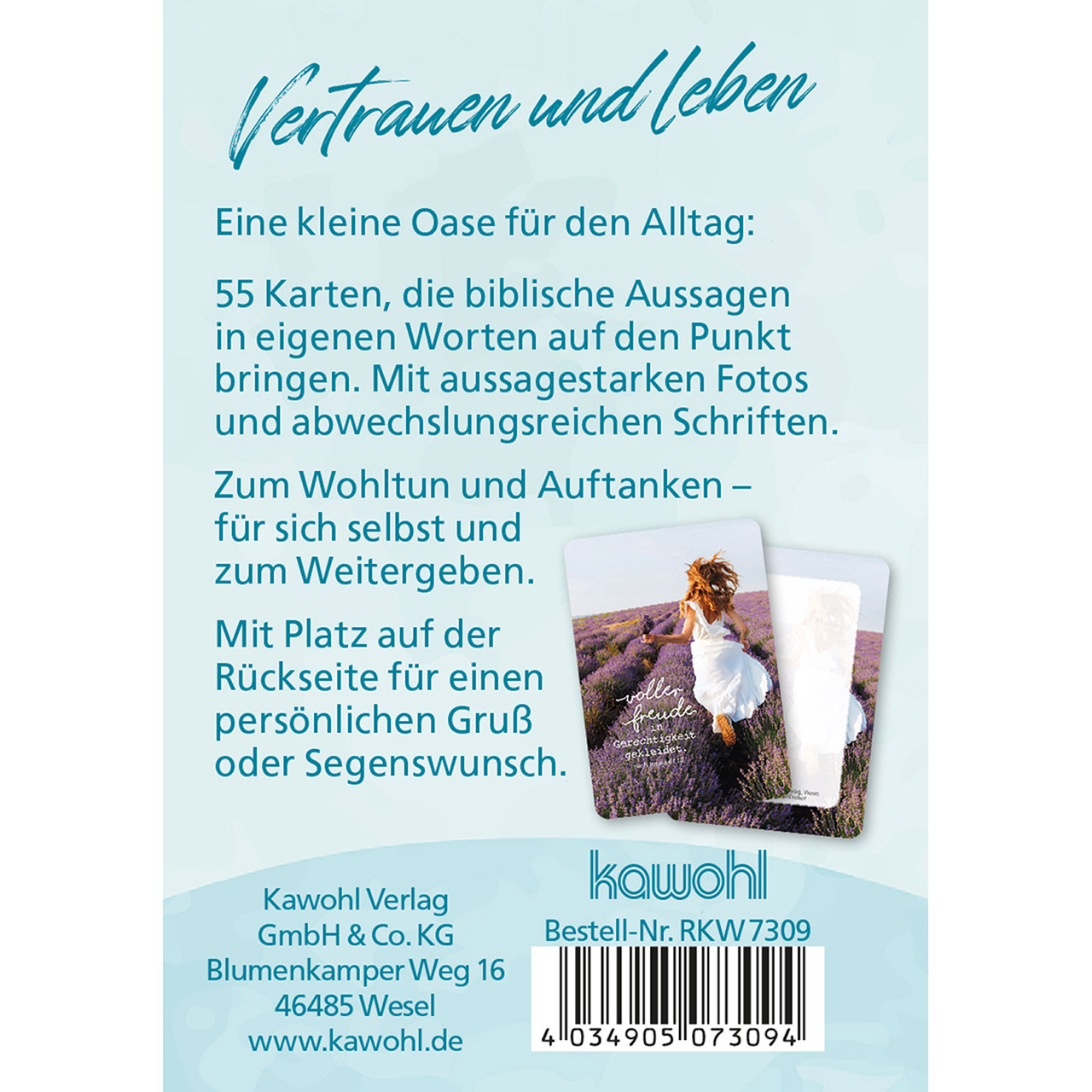 Karten-Box Papier - Vertrauen und Leben - Strand Meer Flipflops Dpnen Frau Fußspuren