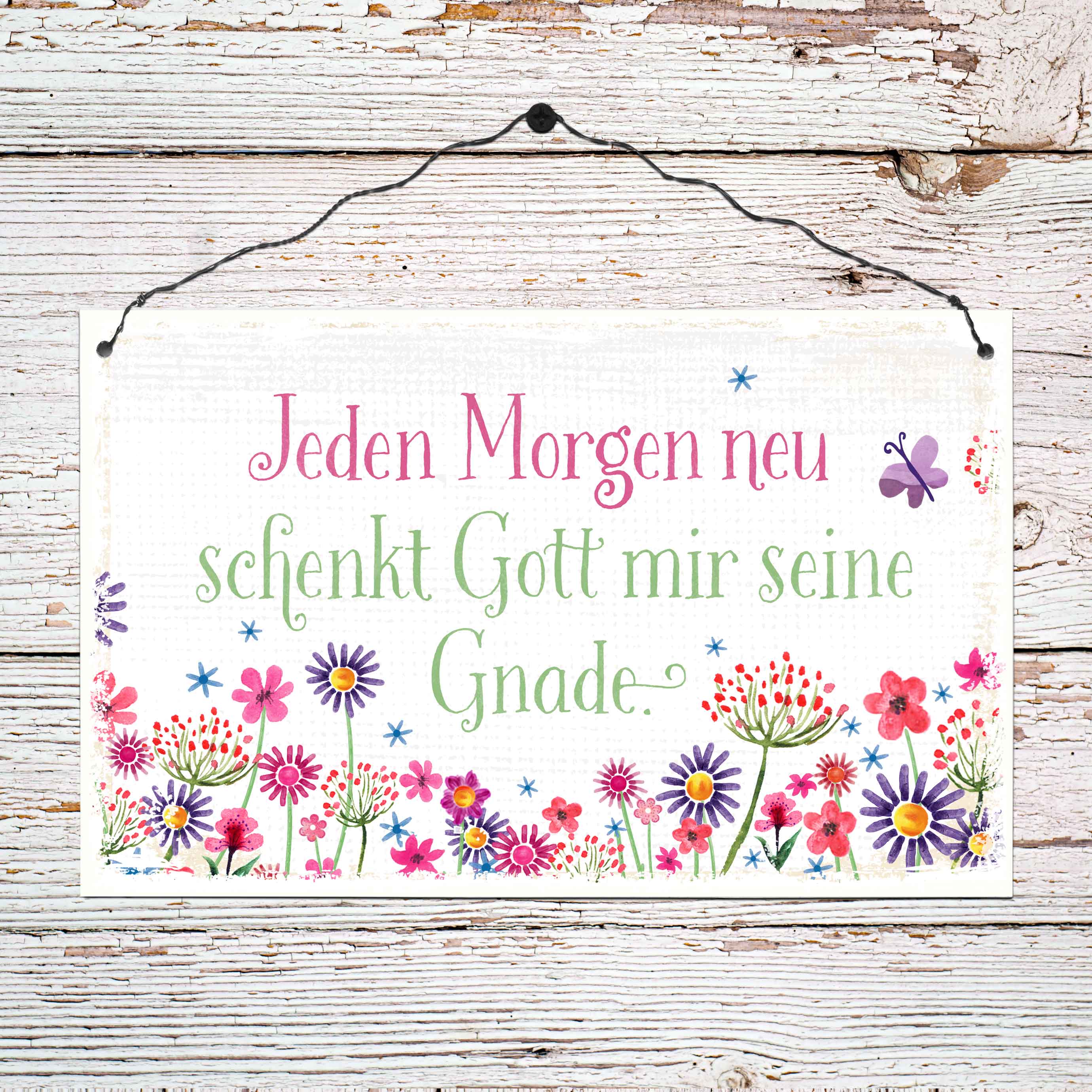 Wanddekoration - Holzschild groß 'Jeden Morgen neu ...'