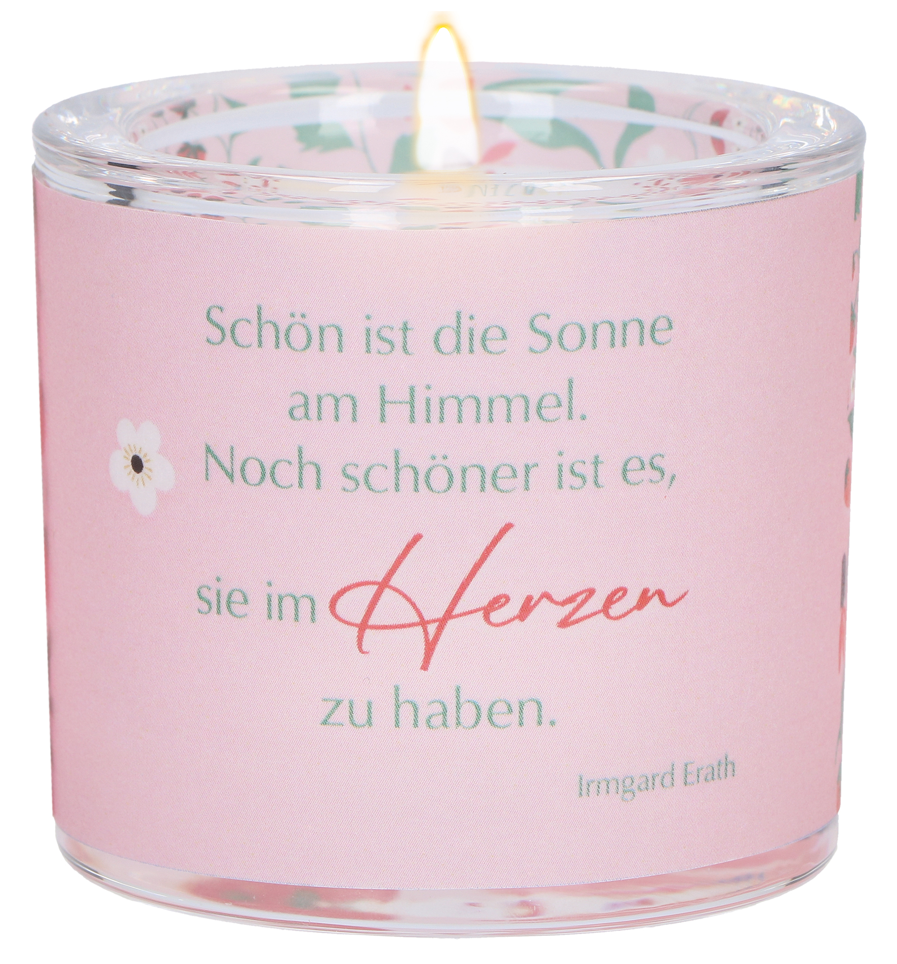 Teelichthalter - Glaswindlicht "Von Herzen für dich"