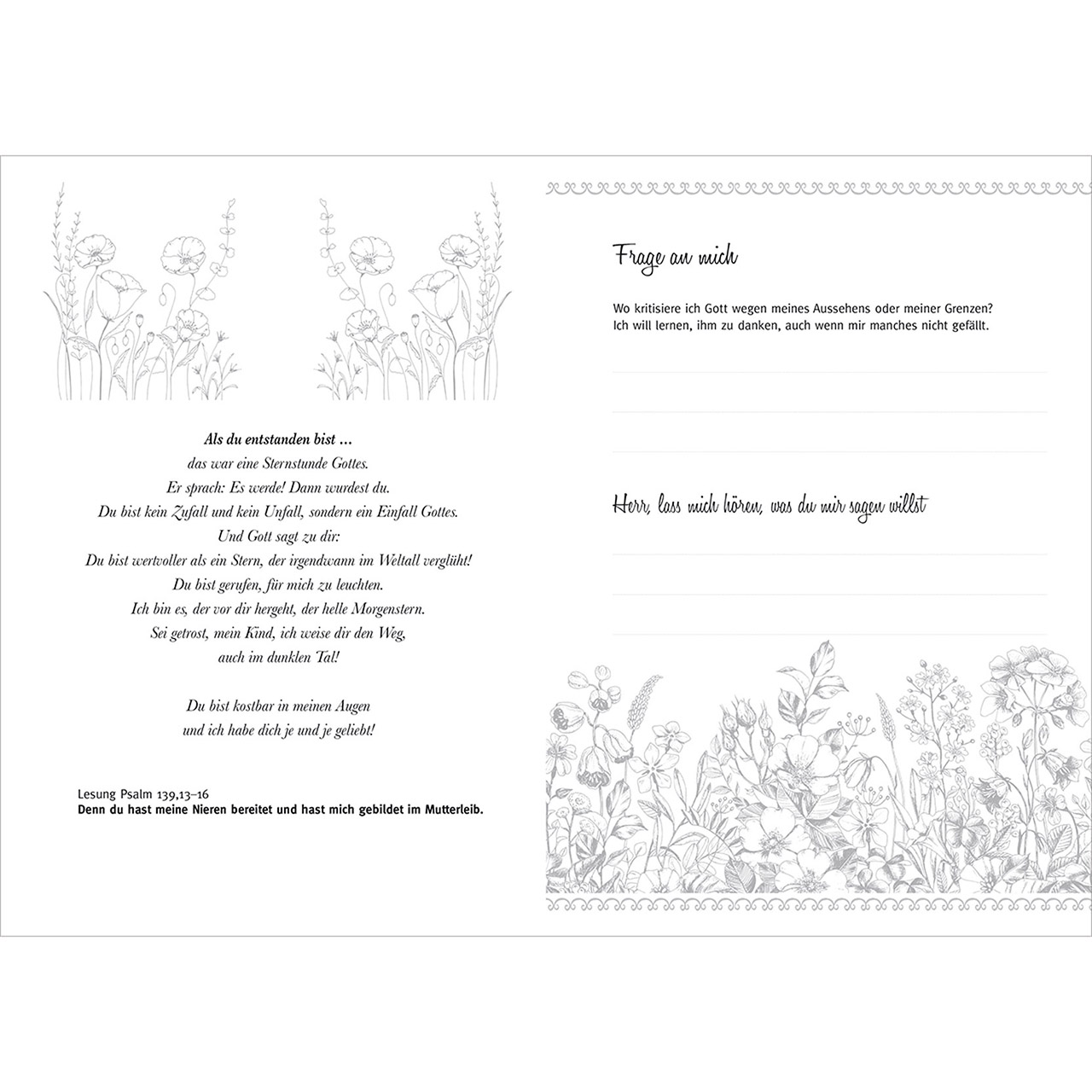Grußheft - Stille mit Gott - Aquarell Blumen