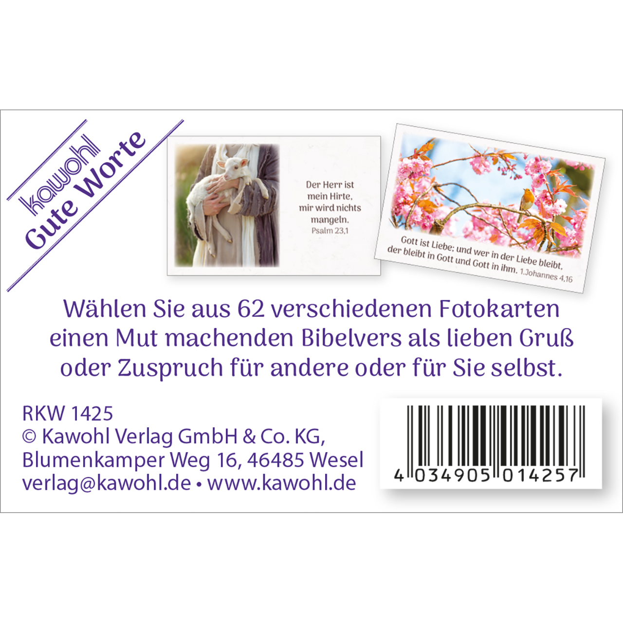 Karten-Box Kunststoff - Himmlische Zusagen - Wald Lavendel Bäume Weg