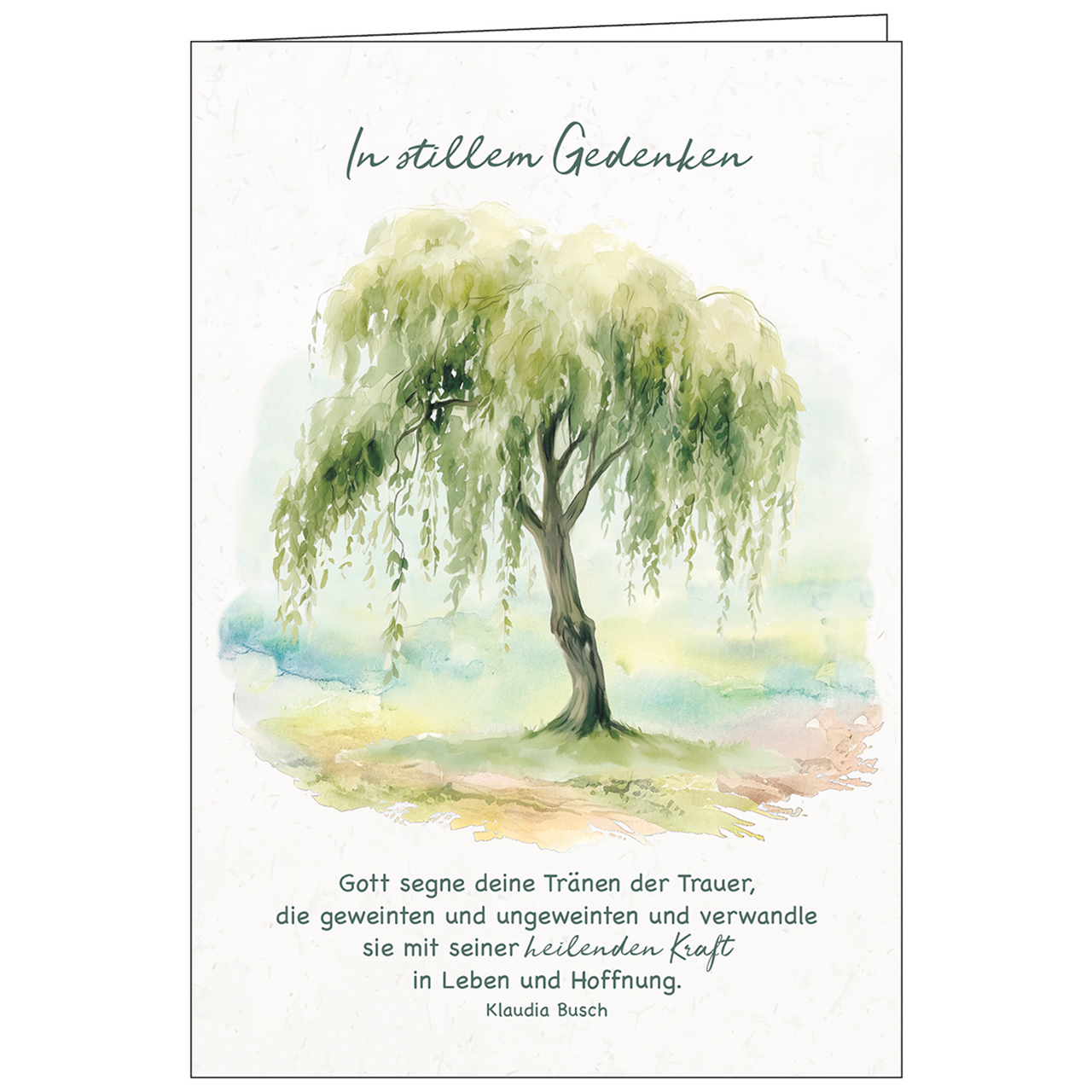 Faltkarte - In stillem Gedenken - Aquarell Baum