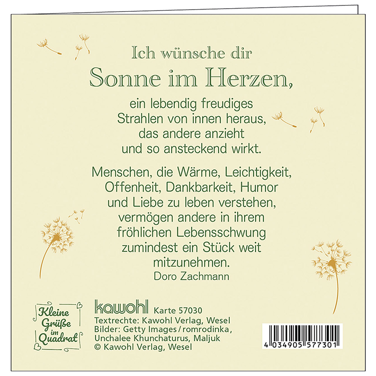 Mini-Faltkarte - Sonne im Herzen wünsch ich Dir - Kind mit Pusteblume