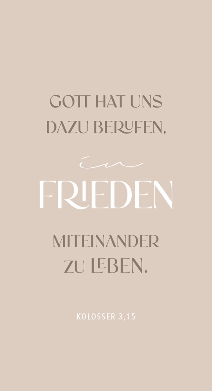 Wanddekoration - Metallschild 'Gott hat uns dazu berufen im Frieden miteinander zu leben.' - Schild Metall