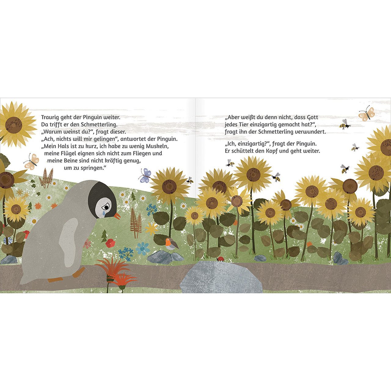 Geschenkbuch - So wunderbar bist du - Igel Rotkehlchen Schmetterlinge Stein Blumen