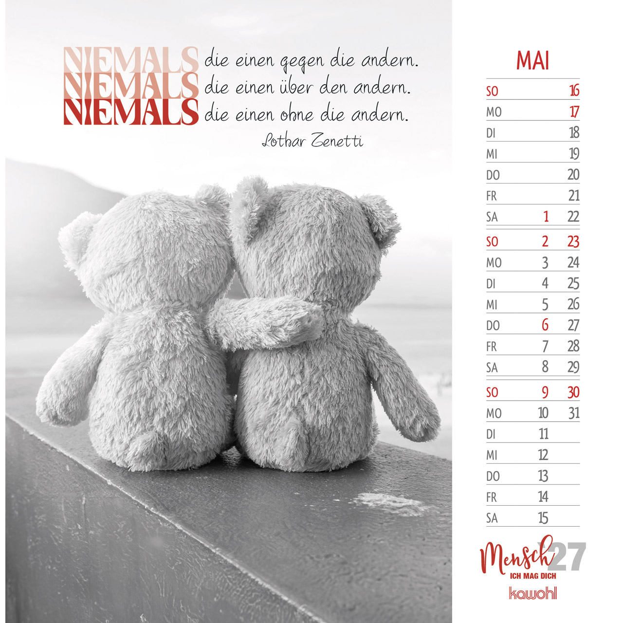 Postkartenkalender - Mensch ich mag dich 2027