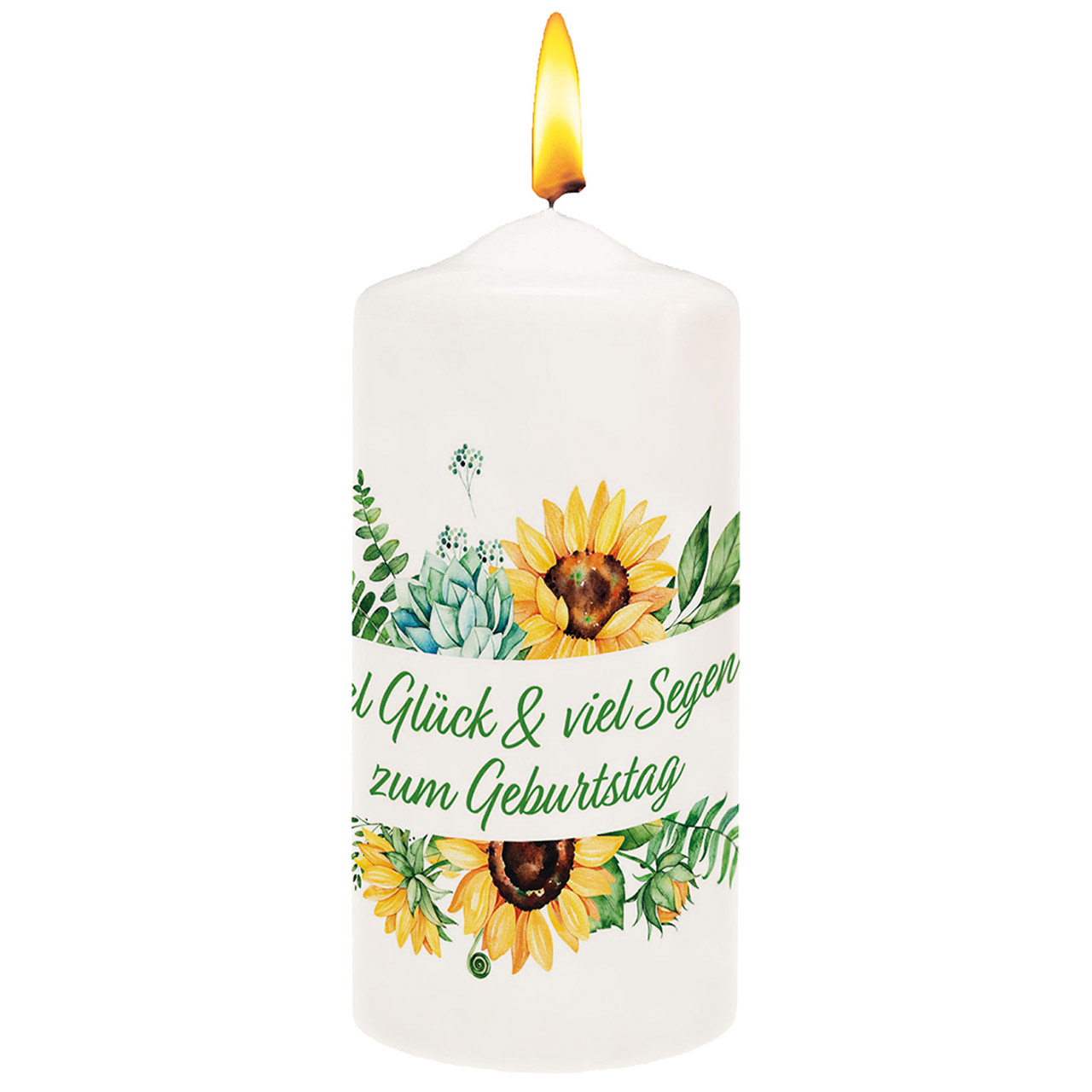 Viel Glück & viel Segen Kerze - Viel Glück & viel Segen - Sonnenblumen Aquarell