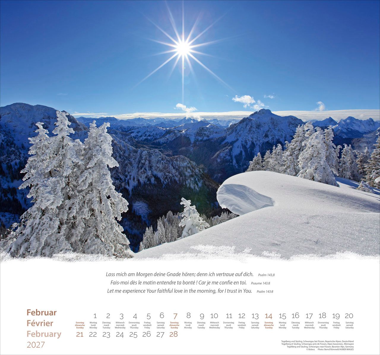 Wandkalender - Berge - Montagnes - Mountains 2027 Wandkalender