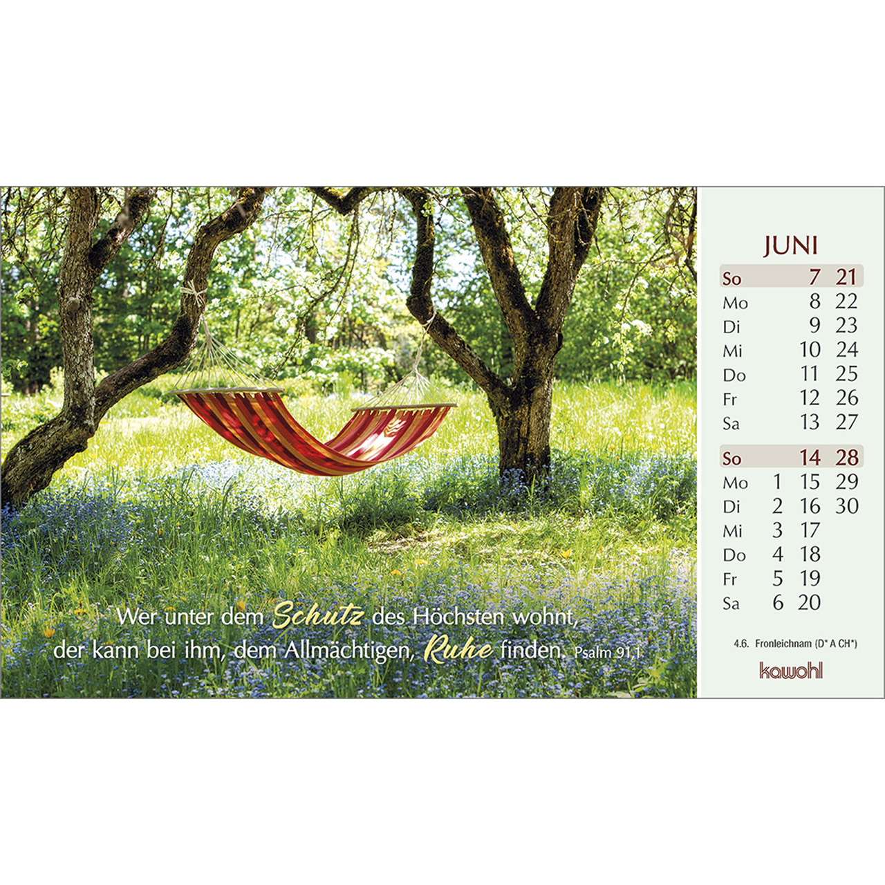 Postkartenkalender - Heute und morgen bin ich geborgen 2026