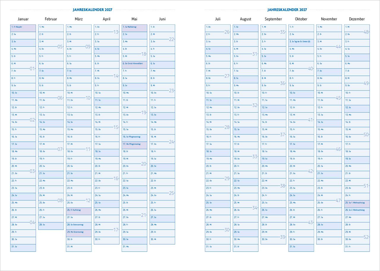 Terminkalender - Agenda - Für jeden Tag 2027