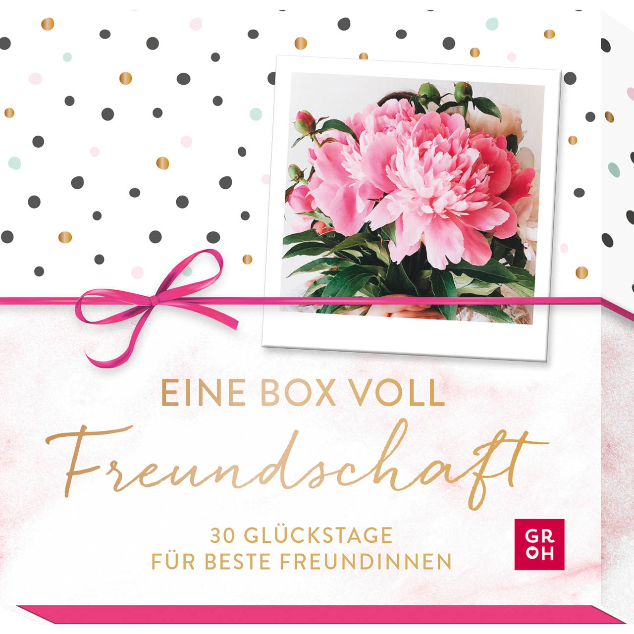Karten-Box - Eine Box voll Freundschaft (Kartenbox) - Box Blume Schleife Punkte